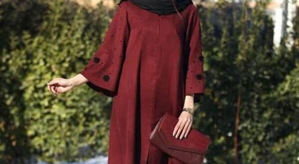 عکس مدل مانتو زرشکی بلند جدید