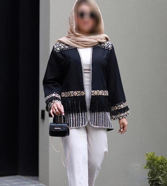 عکس لاکچری مدل مانتو ریش دار جدید