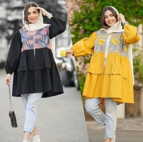 عکس مدل مانتو نخی دوتیکه جدید