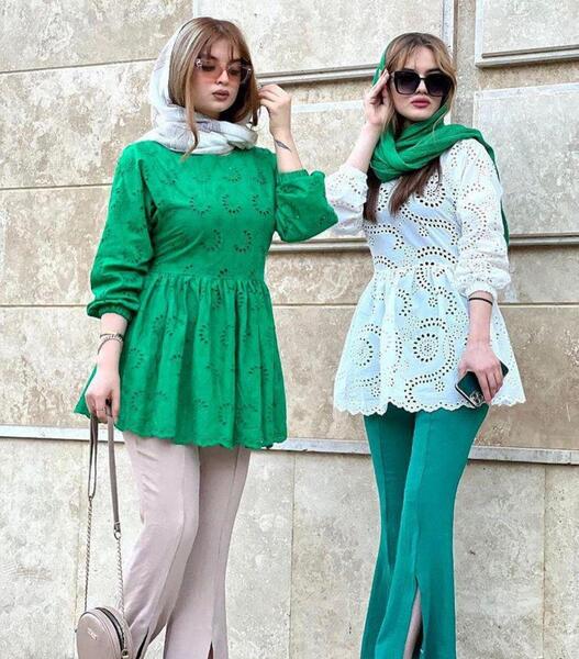 عکس مدل مانتو حریر جلو بسته جدید