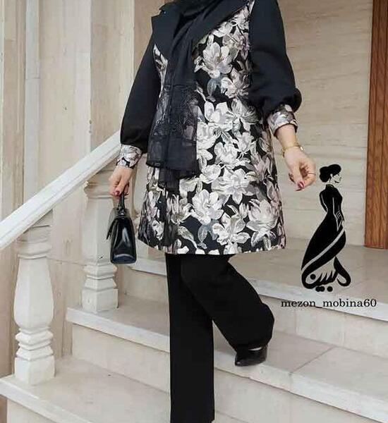عکس مدل مانتو مشکی جدید ترکیبی