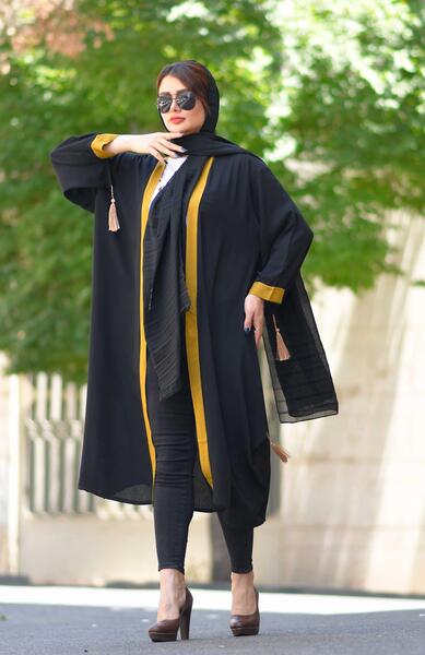 عکس مدل مانتو مشکی ترکیبی جدید