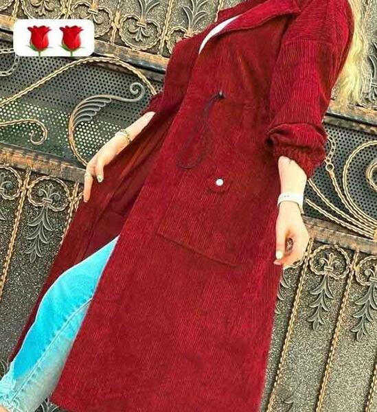 عکس مدل مانتو مخمل کبریتی طرح دار