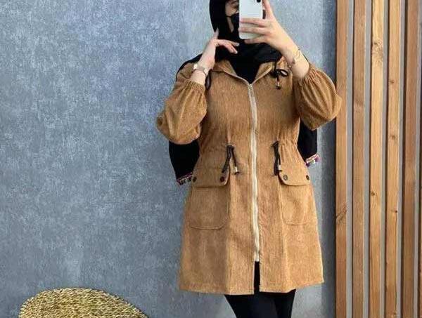 عکس مدل مانتو مخمل کبریتی طرح دار
