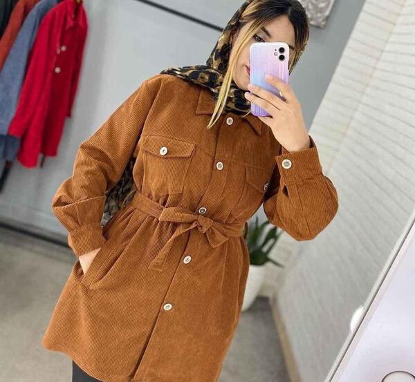 عکس مدل مانتو مخمل کبریتی طرح دار