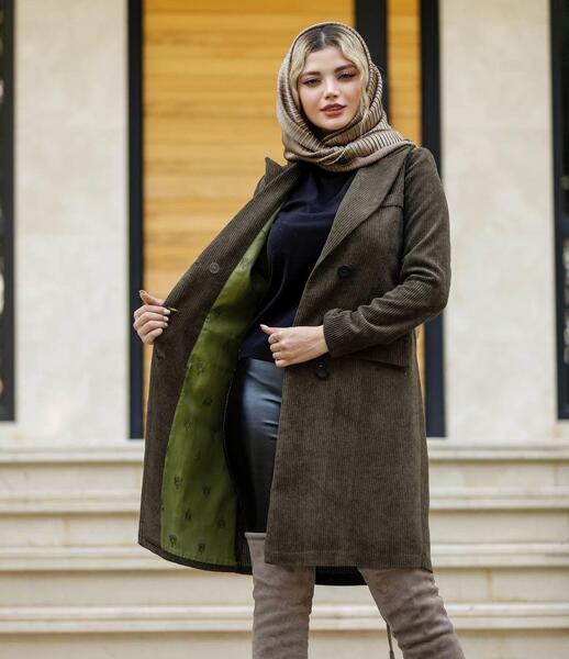 عکس مدل مانتو مخمل کبریتی طرح دار