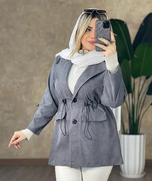عکس مدل مانتو مخمل کبریتی طرح دار