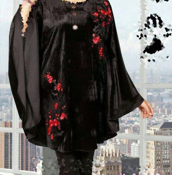 عکس مدل مانتو مخمل جلو بسته