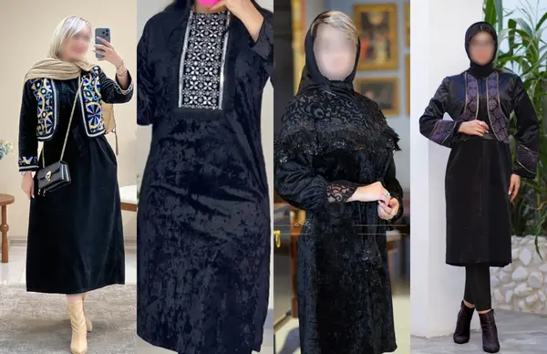 عکس مدل مانتو مخمل جلو بسته