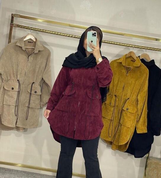 عکس مدل مانتو مخمل کبریتی درشت