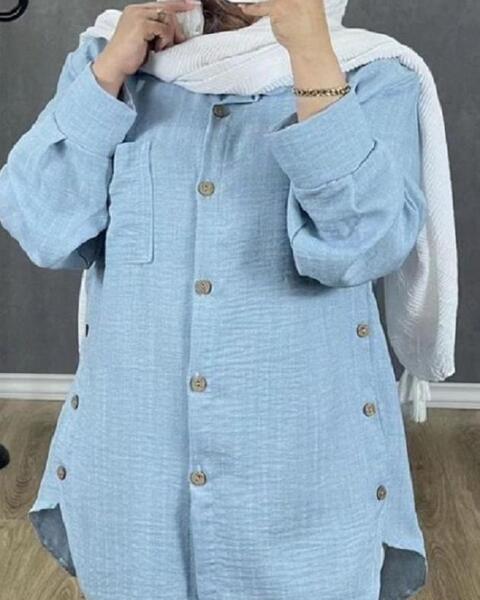 عکس مدل مانتو اسپرت دکمه دار ساده