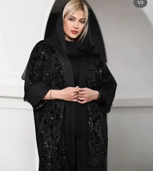 عکس مدل مانتو مجلسی با گیپور و حریر