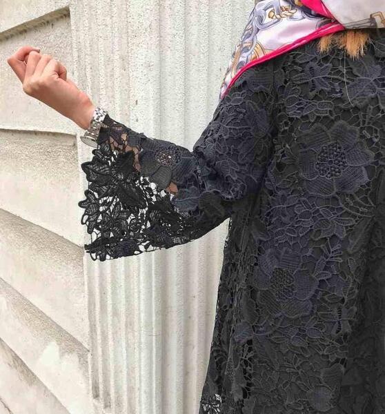 عکس مدل مانتو مجلسی با پارچه گیپور
