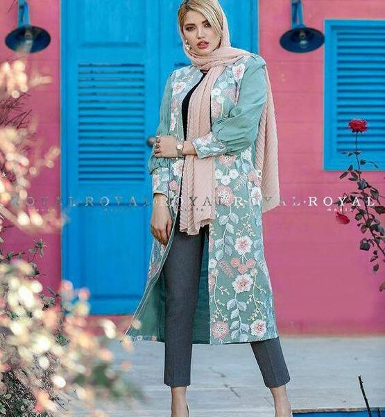 عکس مدل مانتو مجلسی با پارچه گیپور