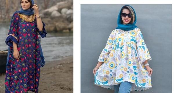 عکس مدل مانتو نخی گلدار جلو باز