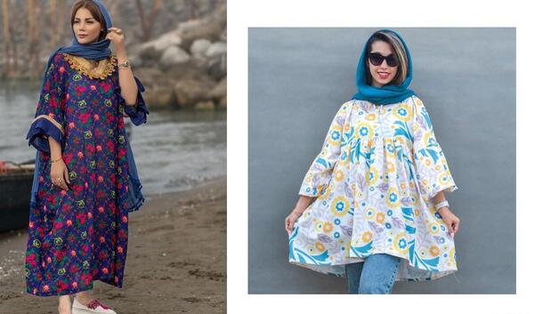 عکس مدل مانتو نخی جلو بسته گلدار