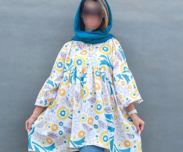 عکس مدل مانتو نخی جلو بسته گلدار