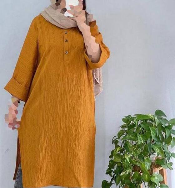 عکس مدل مانتو تابستانی با پارچه نخی جلو بسته