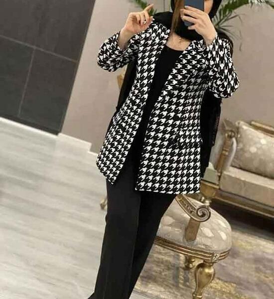 عکس مدل مانتو اسپرت سفید مشکی