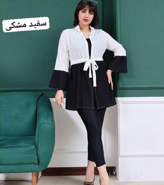 عکس مدل مانتو اسپرت سفید مشکی