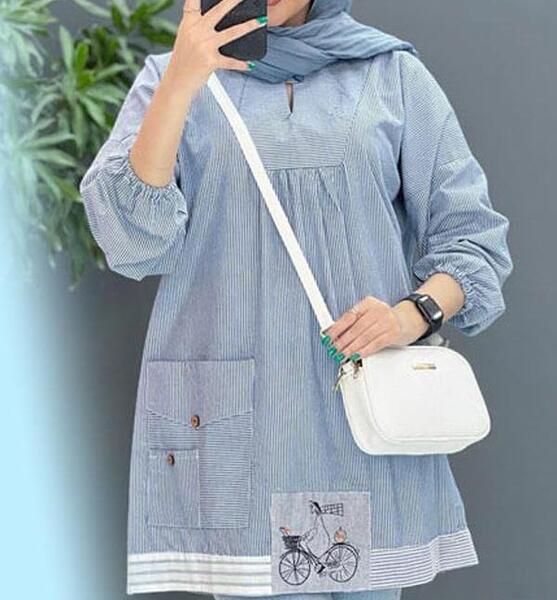 عکس مدل مانتو اسپرت بلند جلو بسته