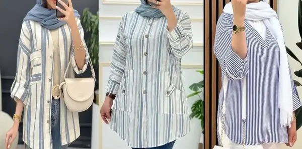 عکس مدل مانتو تابستانه اسپرت راه راه