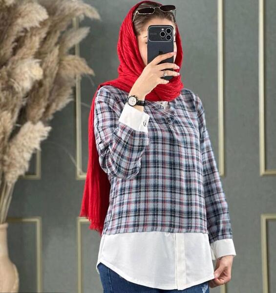 عکس مدل مانتو چهارخونه اسپرت بلند