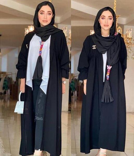 عکس مدل مانتو بلند جلو باز دخترانه اسپرت