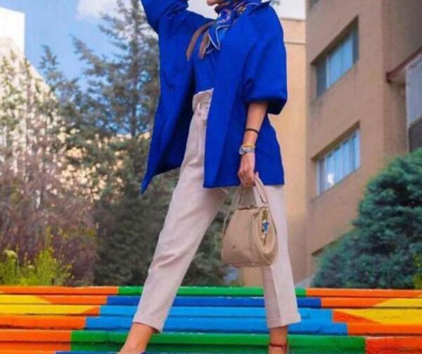 عکس مدل مانتو اسپرت رنگ ابی