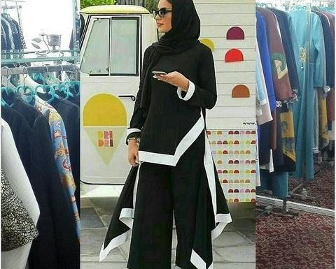 عکس مدل مانتو کوتاه با شلوار گشاد