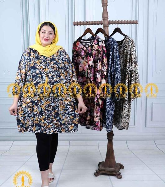 عکس مدل مانتو نخی گلدار سایز بزرگ