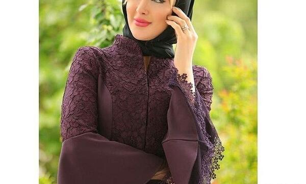 عکس مدل مانتو مجلسی با پارچه گیپور مشکی