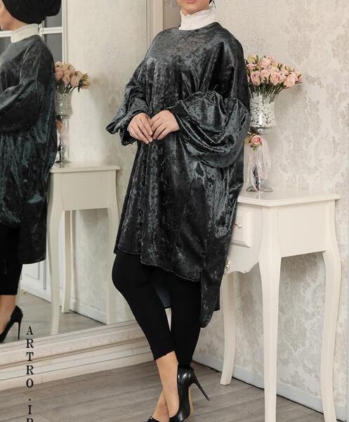 عکس مدل مانتو مخمل آینه ای