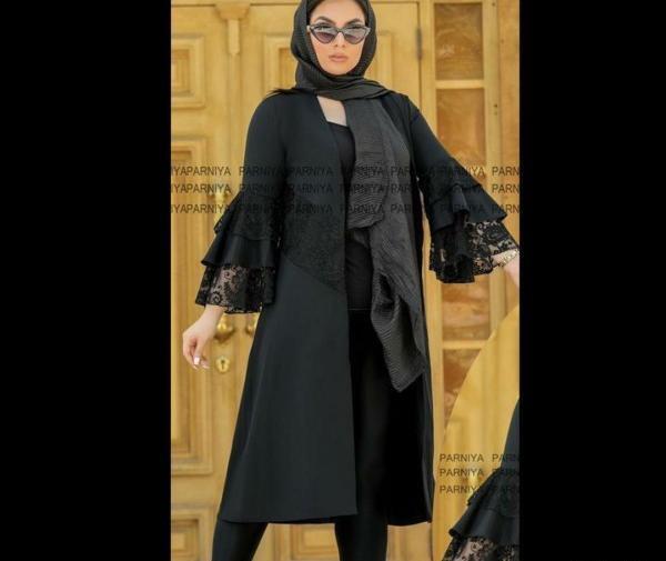 عکس مدل مانتو با گیپور مشکی
