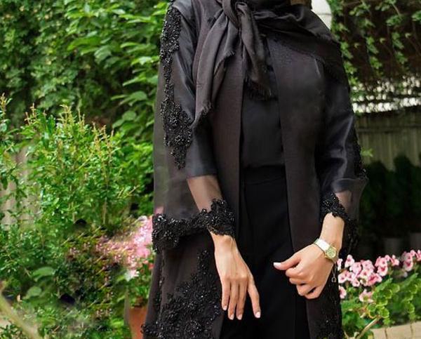 عکس مدل مانتو با گیپور مشکی
