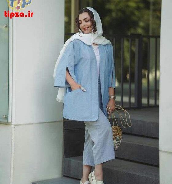 عکس مدل مانتو کوتاه اسپرت با شلوار بگ