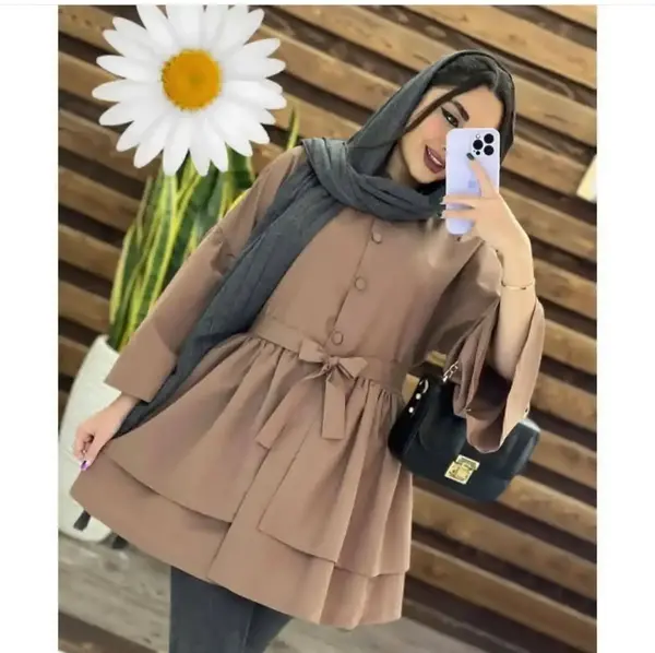 عکس مدل مانتو قهوه ای شیک دخترانه