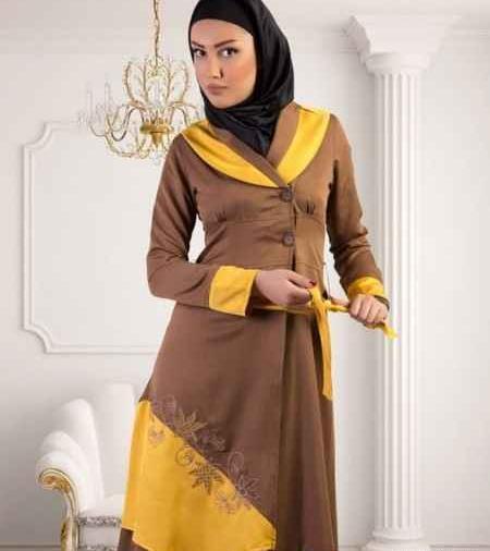 عکس مدل مانتو قهوه ای شیک