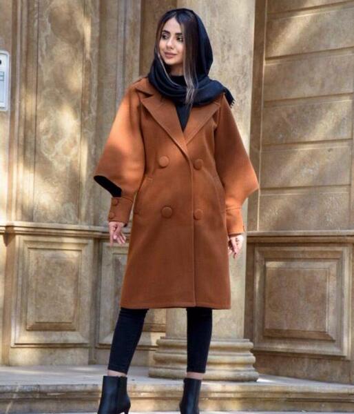عکس مدل مانتو قهوه ای تیره