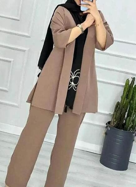 عکس مدل مانتو قهوه ای تیره