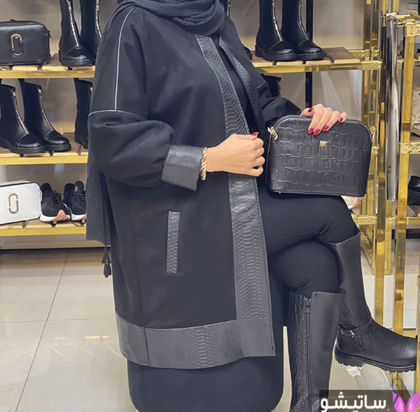 عکس مدل مانتو با پارچه غواصی مشکی