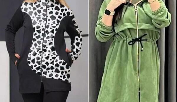 عکس مدل مانتو با پارچه غواصی طرح دار
