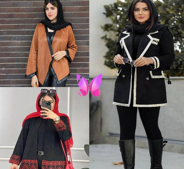 عکس مدل مانتو با پارچه غواصی طرح دار