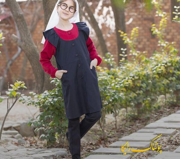 عکس مدل مانتو مدرسه طوسی صورتی
