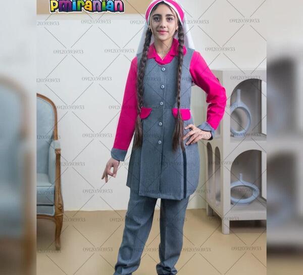عکس مدل مانتو مدرسه طوسی صورتی