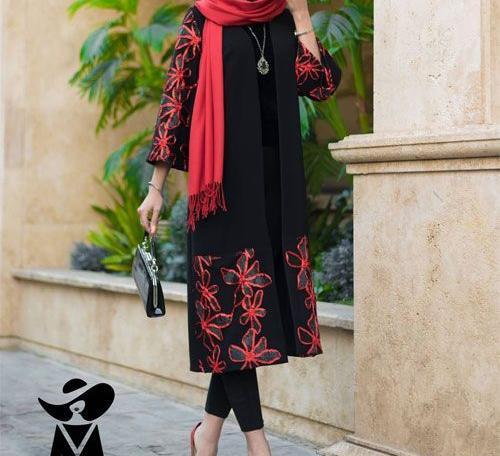 عکس مدل مانتو ترکیب ژاکارد و کرپ