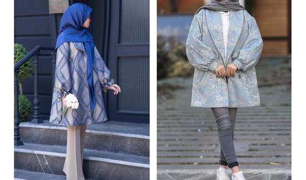 عکس مدل مانتو ترکیب ژاکارد و کرپ