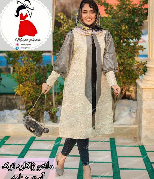 عکس مدل مانتو ترکیب ژاکارد و کرپ