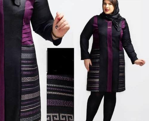 عکس مدل مانتو ژاکارد مشکی برای افراد چاق