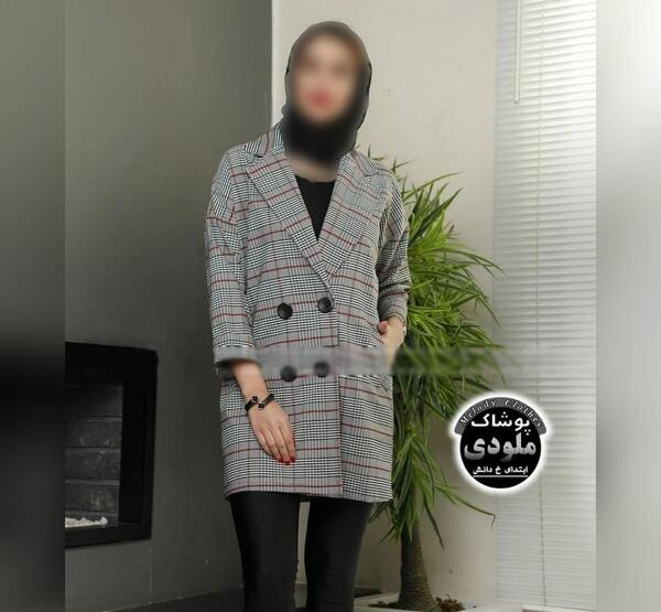 عکس مدل مانتو چهارخونه زرد و طوسی